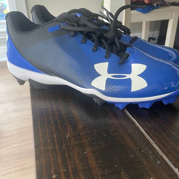 Under Armour Size 14 Baseball Cleats Mens Royal Blue Black Athletic Shoes - Picture 1 of 8